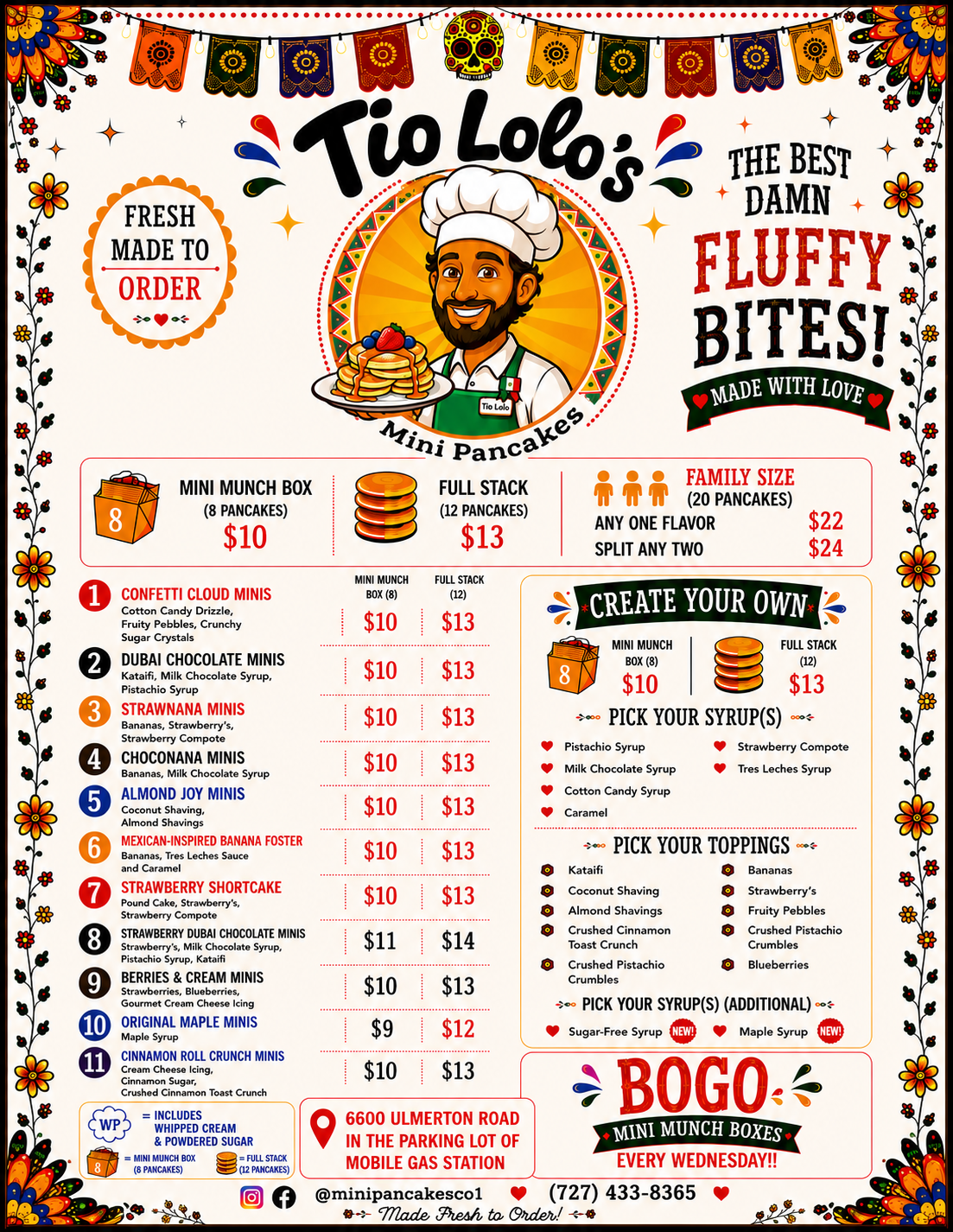 Tío Lolo's Mini Pancakes Full Menu